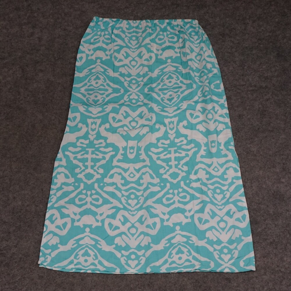 Escapada Skirt Womens Small S Blue White Long Slim Maxi Geometric Tropical Beach